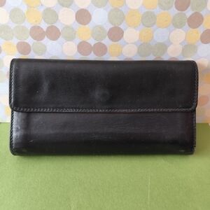Derek Alexander Black and Brown Leather Multi-Compartment Clutch Wallet